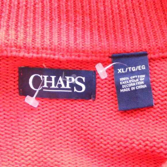 new CHAP Sweater, XL, Pullover, Red-Orange, Zip, Long sleeves, Cotton - Picture 10 of 12